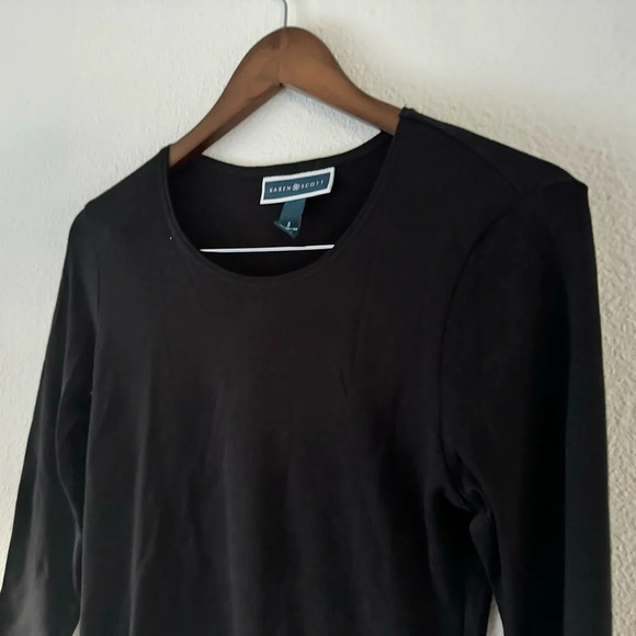 Basic Cotton Everyday Tee Scoop Neck Long 3/4 Sleeve Karen Scott Size Small - Picture 3 of 8